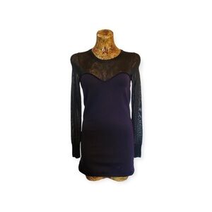 Isabel Marant blue black dress long sleeve wool blend Size 38  US medium